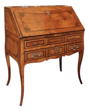 French Fruitwood and Marquetry Slant Front Desk, Late 18th Century