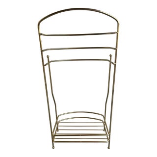 Mid Century Hollywood Regency Solid Brass Bathroom Shelf Unit Stand For Sale