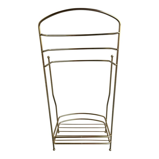 Mid Century Hollywood Regency Solid Brass Bathroom Shelf Unit Stand For Sale