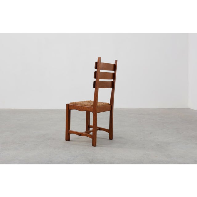 Mid-Century Modern Brutalist Oak and Wicker Chair, 1960 For Sale - Image 6 of 18