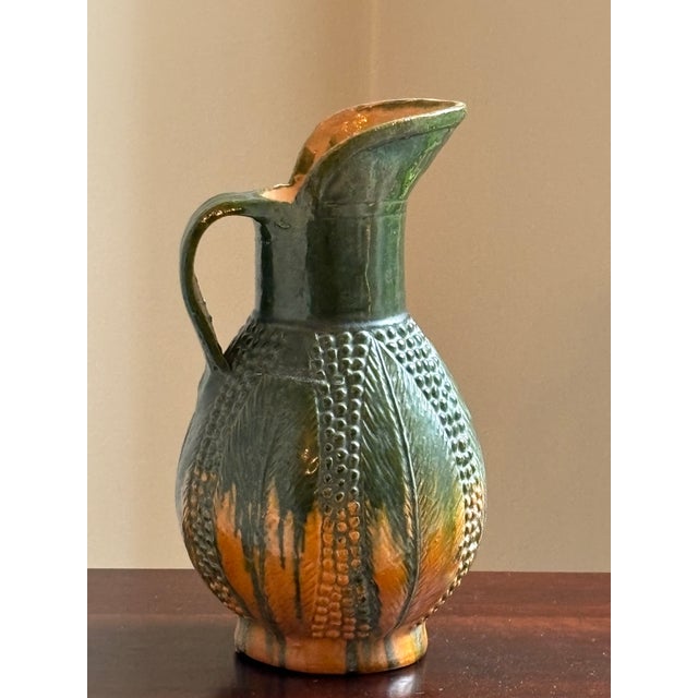 Dark Green Circa 1930 Mexican Tepache Tall Pitcher For Sale - Image 8 of 16