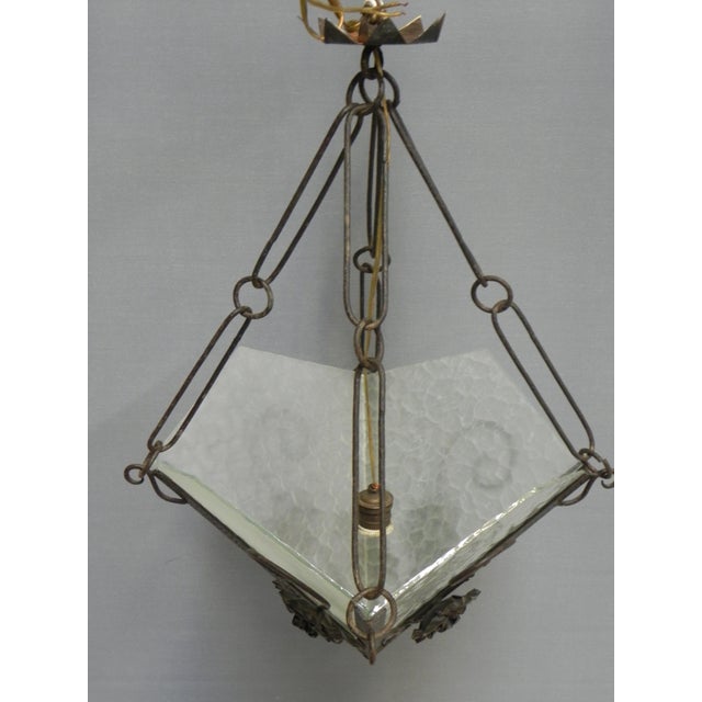 Vintage Art Deco Ceiling Lamp with Three Cloudy Glass Plates, 1930s For Sale - Image 6 of 15