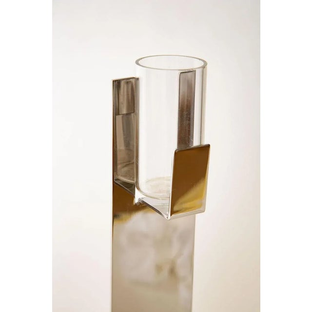 Modern Vintage Signed Bruno Munari Silver-Plate and Glass Sculptural Vase Italian, 1973 For Sale - Image 3 of 10