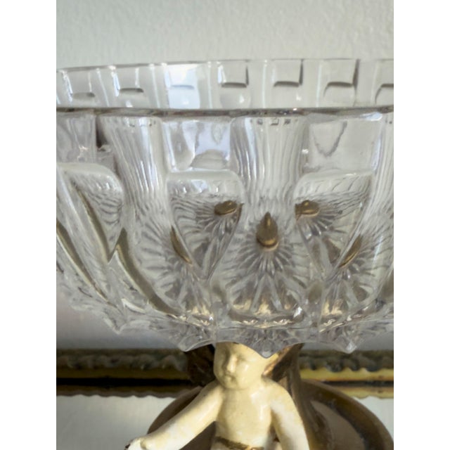 1950s Vintage Hollywood Regency Cherub Glass Compote Candy Dish For Sale - Image 5 of 12