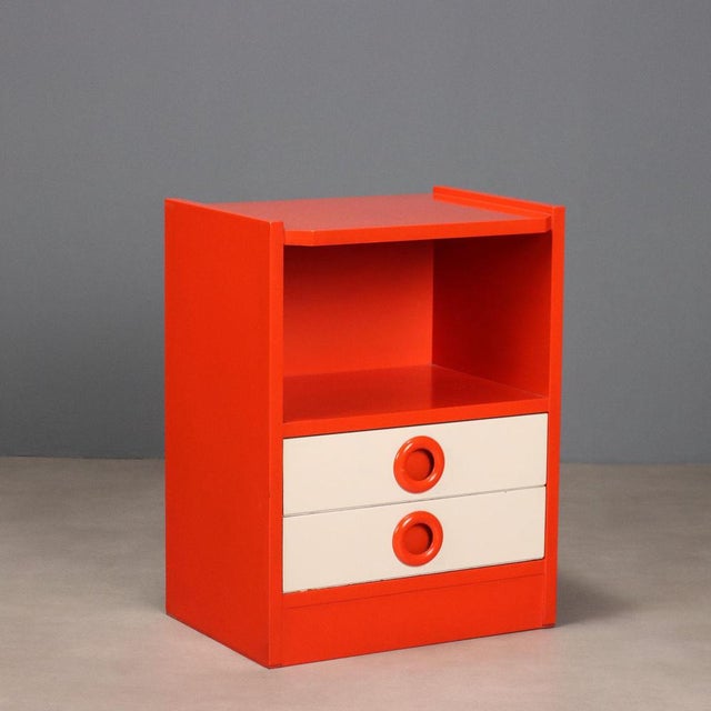 Red Vintage Nightstand in Wood, 1970s For Sale - Image 8 of 8