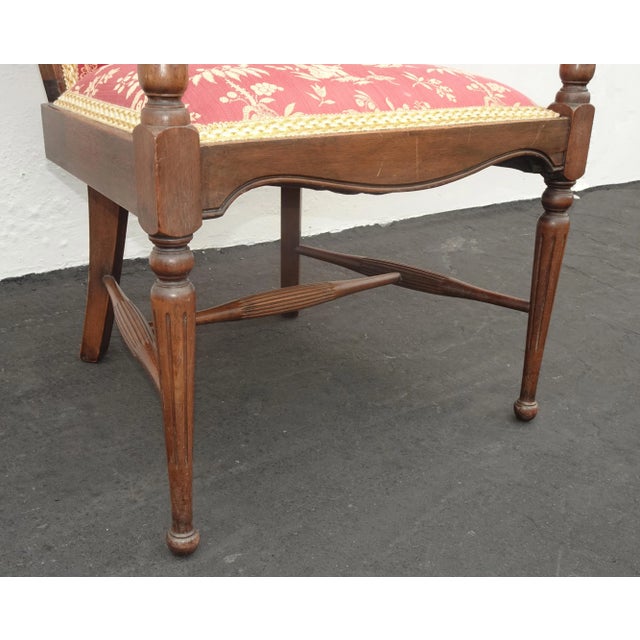 Rose Vintage French Country Side Chair W Rose Color Oriental Asian Influence Fabric For Sale - Image 8 of 13