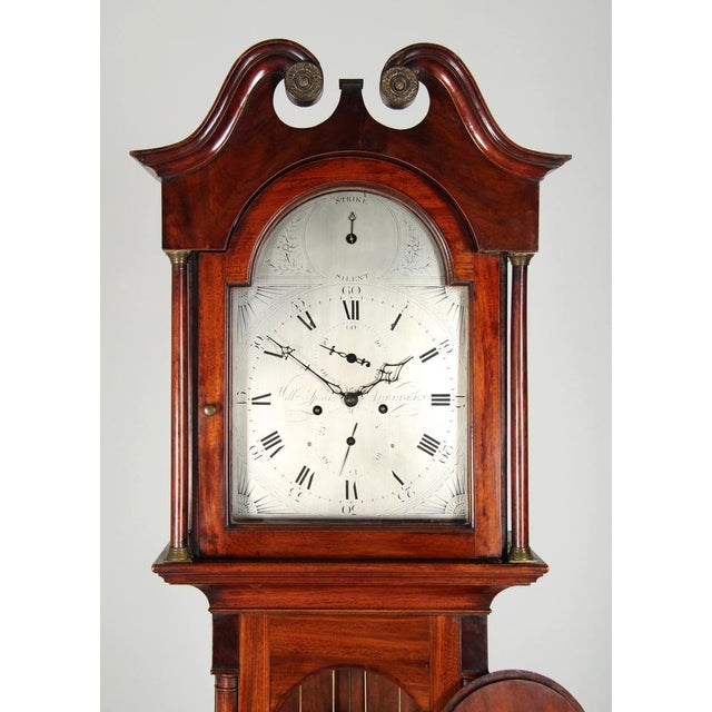 George iii grandfather clock with silver-plated dial scotland (aberdeen) mahogany george iii around 1820 dimensions: h x w...