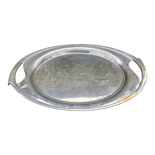 1960s Scandinavian Modern Nickel Silver Tray For Sale