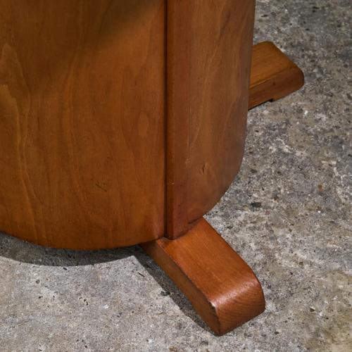 Brown Art Deco Round Pedestal Side Table in Beech, Belgium For Sale - Image 8 of 9