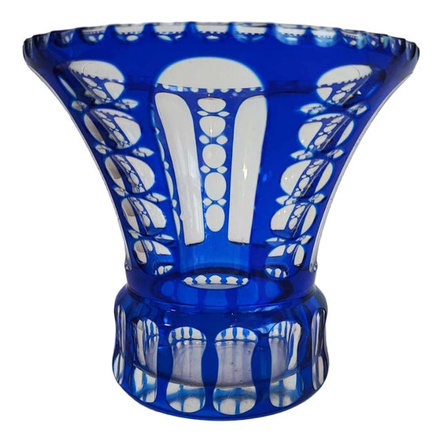 Pre-War Cobalt Crystal Vase, 1920s For Sale