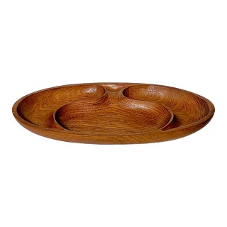 1970s Teak Wood Partitioned Tray in the Style of Laur Jensen For Sale