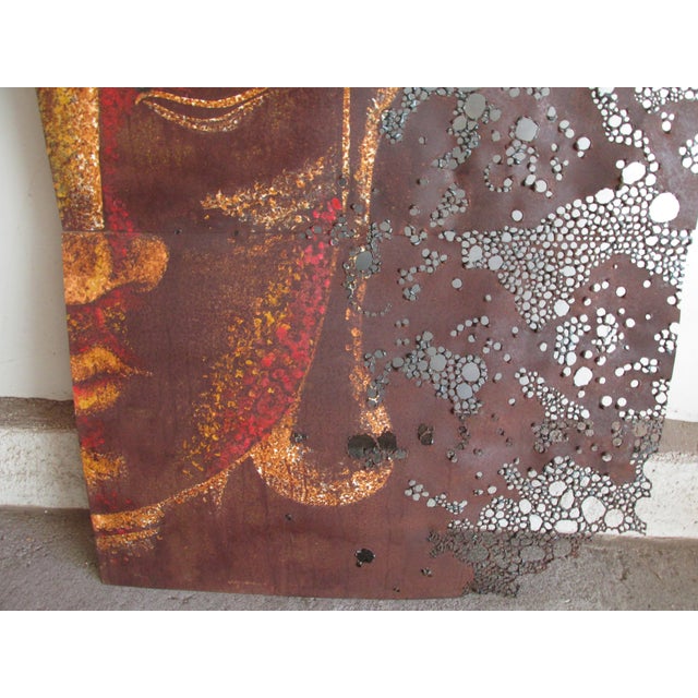 Large Painting of Budha Face on Perforated Steel Panel For Sale In New York - Image 6 of 14