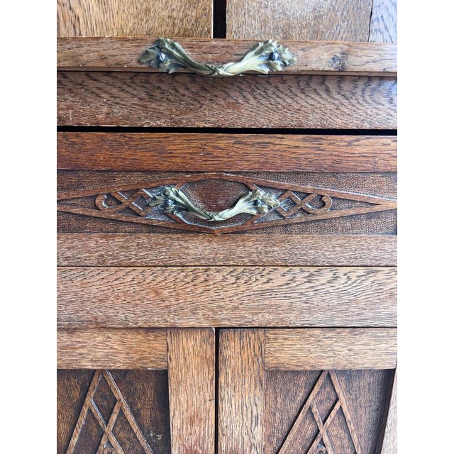 Art Deco French Oak Cabinet with Marble Top, 1930 For Sale - Image 6 of 14