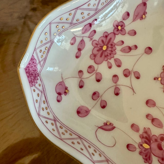 Ceramic Antique Meissen Purple India Quatrefoil Sweetmeat Dish, Circa 1880-1910 For Sale - Image 7 of 10