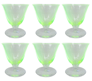 Art Deco Uranium Glass Liqueur Glasses, 1920s, Set of 6