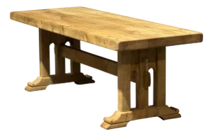 French Bleached Oak Farmhouse Dining Table, 1925