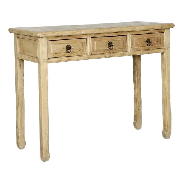 Vintage Entry Table With Three Drawers – Weathered Wood For Sale