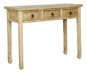 Vintage Entry Table With Three Drawers – Weathered Wood