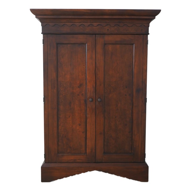 Rom Weber Burl Elm Walnut Armoire Cabinet For Sale
