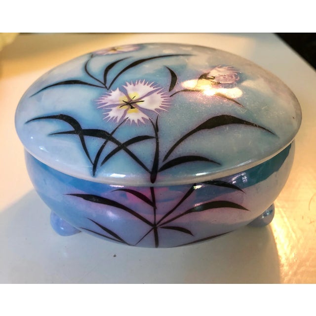 Vintage Art Deco Japanese Floral Lusterware Box For Sale - Image 9 of 9