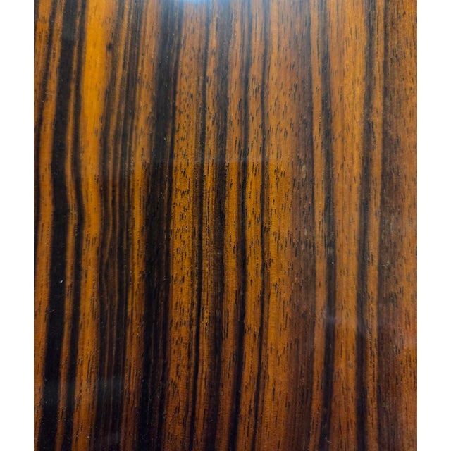 Mid 20th Century French Mid Century Macassar Ebony Parquetry Inlaid Expandable Dining Room Table W/ Leaves For Sale - Image 5 of 18