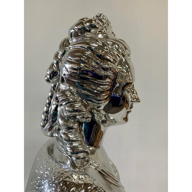 Vintage Marie Antoinette Bust in Silver Metallic Finish Resin For Sale - Image 9 of 10