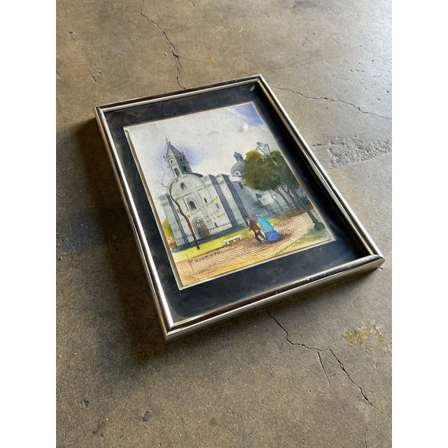 1990s Church Scene Painting by Ernesto Bonilla For Sale - Image 4 of 5