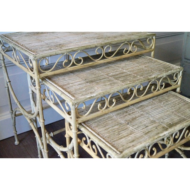 Vintage Faux Bamboo Nesting Tables, Set of 3 For Sale - Image 10 of 11