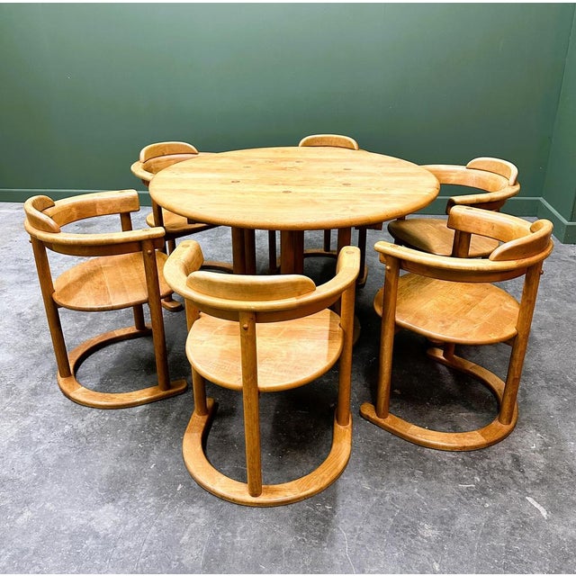 Brutalist Sculptured Chairs and Alder Wood Table by Team, Set of 7 For Sale - Image 5 of 16
