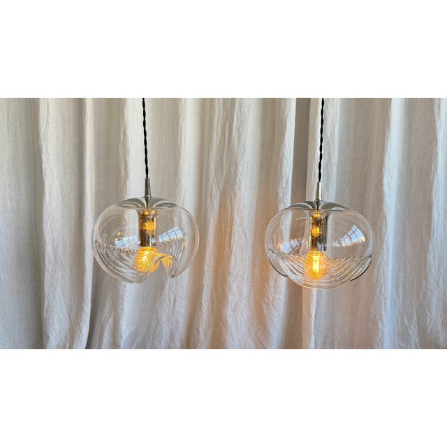 Space Age Glass Futura Biomorphic Pendant Light by Koch & Lowy for Peill & Putzler, Germany, 1970s For Sale - Image 12 of 15