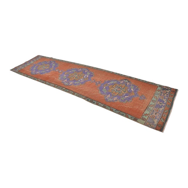 1950s Anatolian Floral Oushak Hallway Runner For Sale