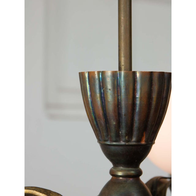 Art Deco French Brass Figural Chandelier, 1930 For Sale - Image 13 of 18