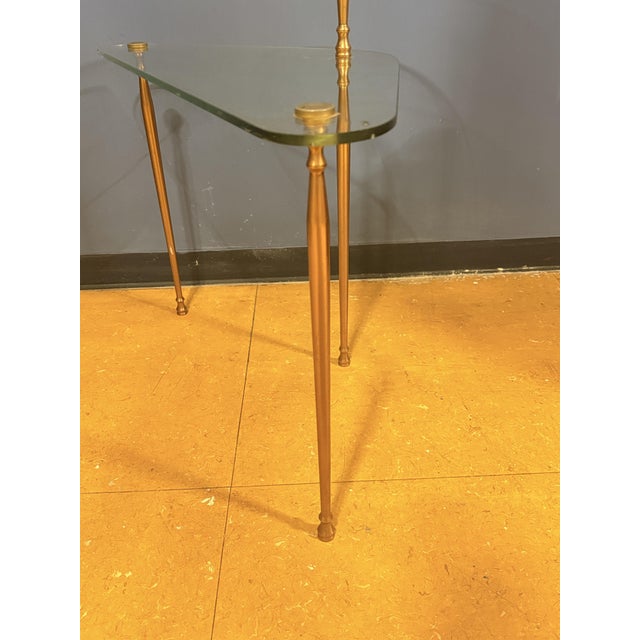 Mid-Century Side Table: Ethereal Elegance in Brass and Crystal Italy, 1950s A refined example of mid-century interior...
