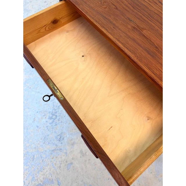 Wood Teak Chest of Drawers with Lock, Denmark, 1960s For Sale - Image 7 of 11