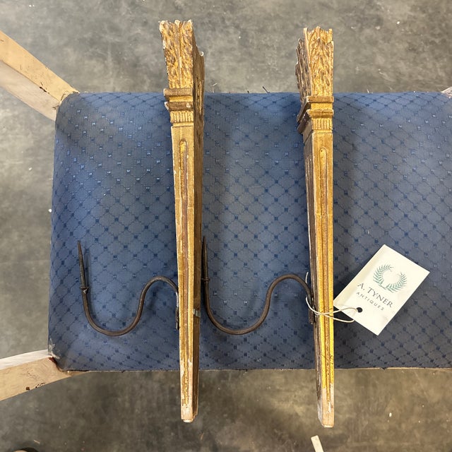 Early 20th Century Pair of Giltwood Italian Wall Prickets For Sale - Image 10 of 12