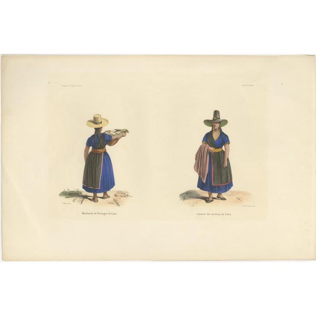 Peruvian Women of Lima, Cheese Seller and Regional Costume, 1841, Lithograph For Sale - Image 3 of 11