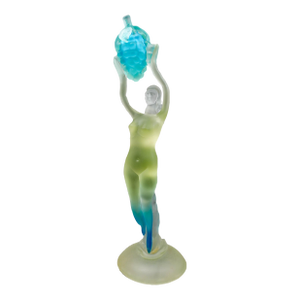 Murano Italy Large Woman Holding Grapes Over Head Art Glass Sculpture 24.75"