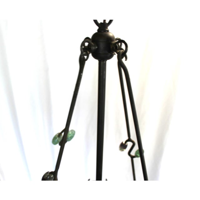 Mid-Century Iron & Semi-Precious Stones Chandelier After Andre Dubrevil For Sale - Image 4 of 12