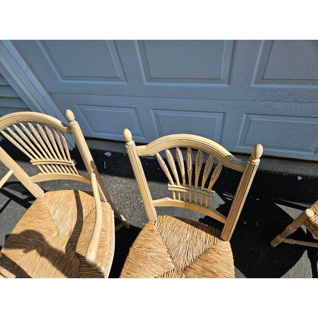 Vintage French Wheat-Sheaf Dining Chairs With Rush Seats - Set of 10 For Sale - Image 15 of 18