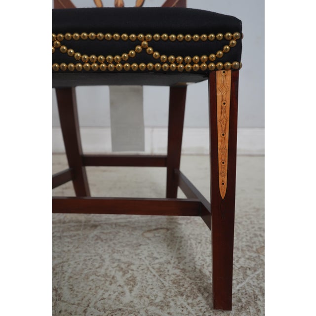 Set of 6 Baker Inlaid Mahogany Norfolk Hepplewhite Dining Room Chairs For Sale - Image 9 of 18