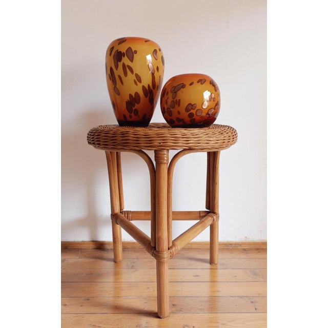 Mid-Century Modern French Riviera Wicker and Bamboo Accent Side Table, 1960s For Sale - Image 3 of 15