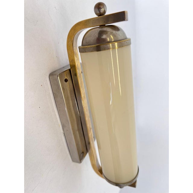 Glass Vintage Bauhaus Chrome and Glass Wall Lamp, 1930s For Sale - Image 7 of 9