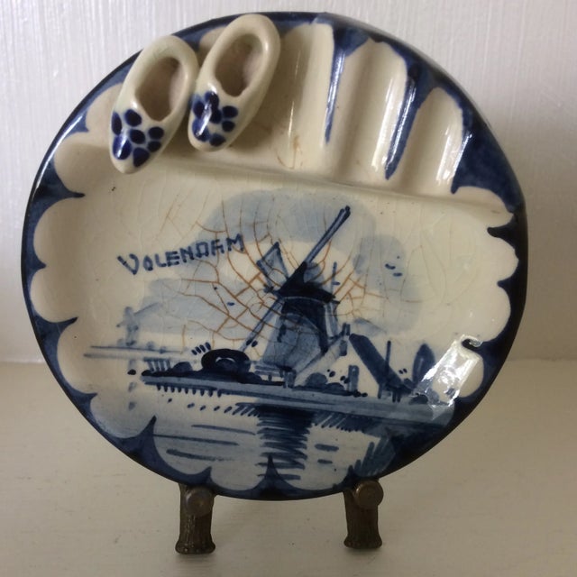 Vintage Blue and White Delft Ashtray With Brass Stand For Sale - Image 13 of 13