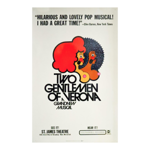1971 American Theatre (Broadway) Window Card, Two Gentlemen of Verona