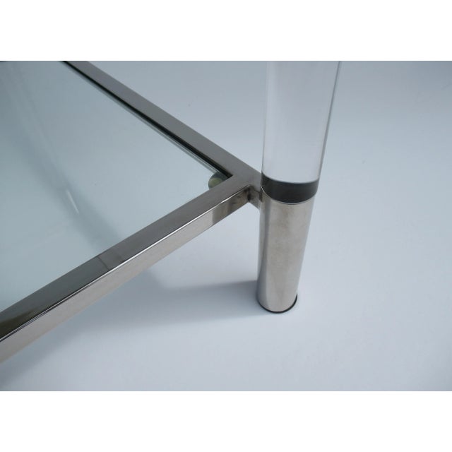 C.1970's Mid-Century Modern Charles Hollis Jones Style Tubular Lucite and Polished Nickel Side/End Table For Sale - Image 12 of 12