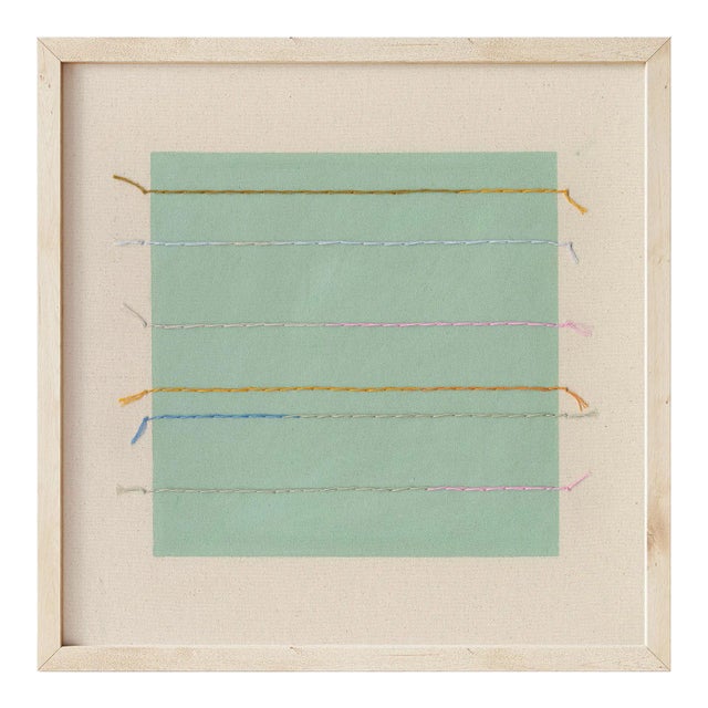 Sage Green Square Geometric Minimalist Art Print by Emily Keating Snyder, 36 X 36 Print in Wood Frame For Sale