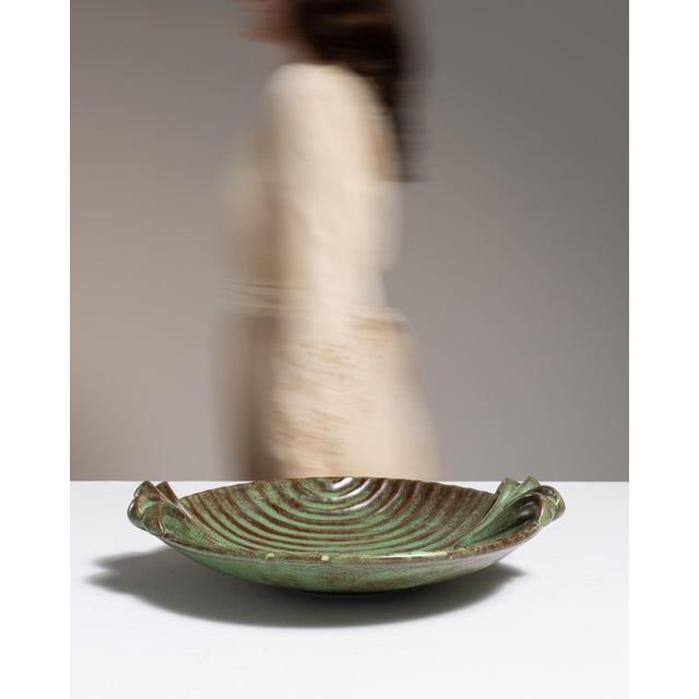1970s Germany Forest Green Ceramic Serving Bowl For Sale - Image 13 of 15