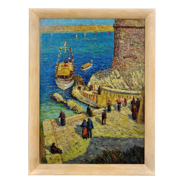 Jean-Baptiste Olive, The Château d'If, Frioul Archipelago, Marseille, Oil Painting, Framed For Sale