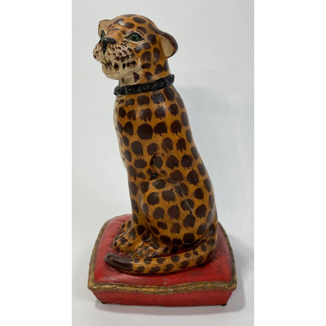 Antique Handmade Ceramic Spotted Cat Statue For Sale - Image 10 of 10
