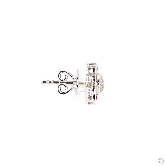 Gemstone 1940s 2.79 Carat Round Brilliant Cut Diamond Ruby Earrings, Pair For Sale - Image 7 of 9